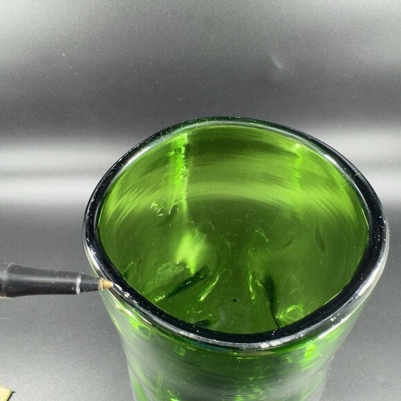 1970s Hand Blown Emerald Green Tall Cylinder Glass Vase Dimple Hand Made Vintage - Picture 7 of 14